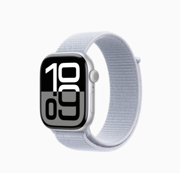 Apple FTZ Watch Series 10 (GPS, 46mm, Silver Aluminum Case, Blue Cloud Sport Loop) (Band fits wrists 145-220mm wrists)  WSL