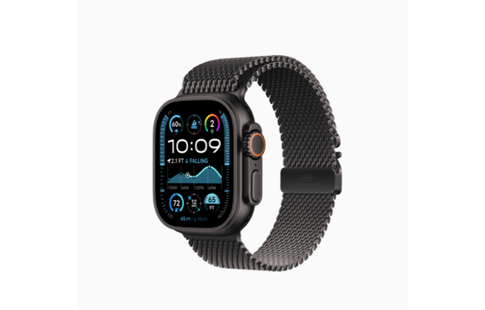 Apple FTZ Watch Ultra 2 (GPS + Cellular, 49mm Black Titanium Case with Black Titanium Milanese Loop Medium) (Band fits 155-185mm wrists) WHILE SUPPLIES LAST