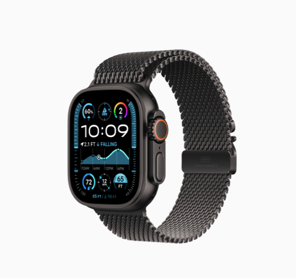 Apple FTZ Watch Ultra 2 (GPS + Cellular, 49mm Black Titanium Case with Black Titanium Milanese Loop Medium) (Band fits 155-185mm wrists) WHILE SUPPLIES LAST