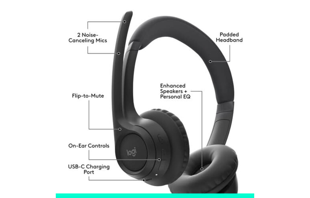 Logitech Zone 300 Wireless Bluetooth Headset with Noise-Cancelling Microphone