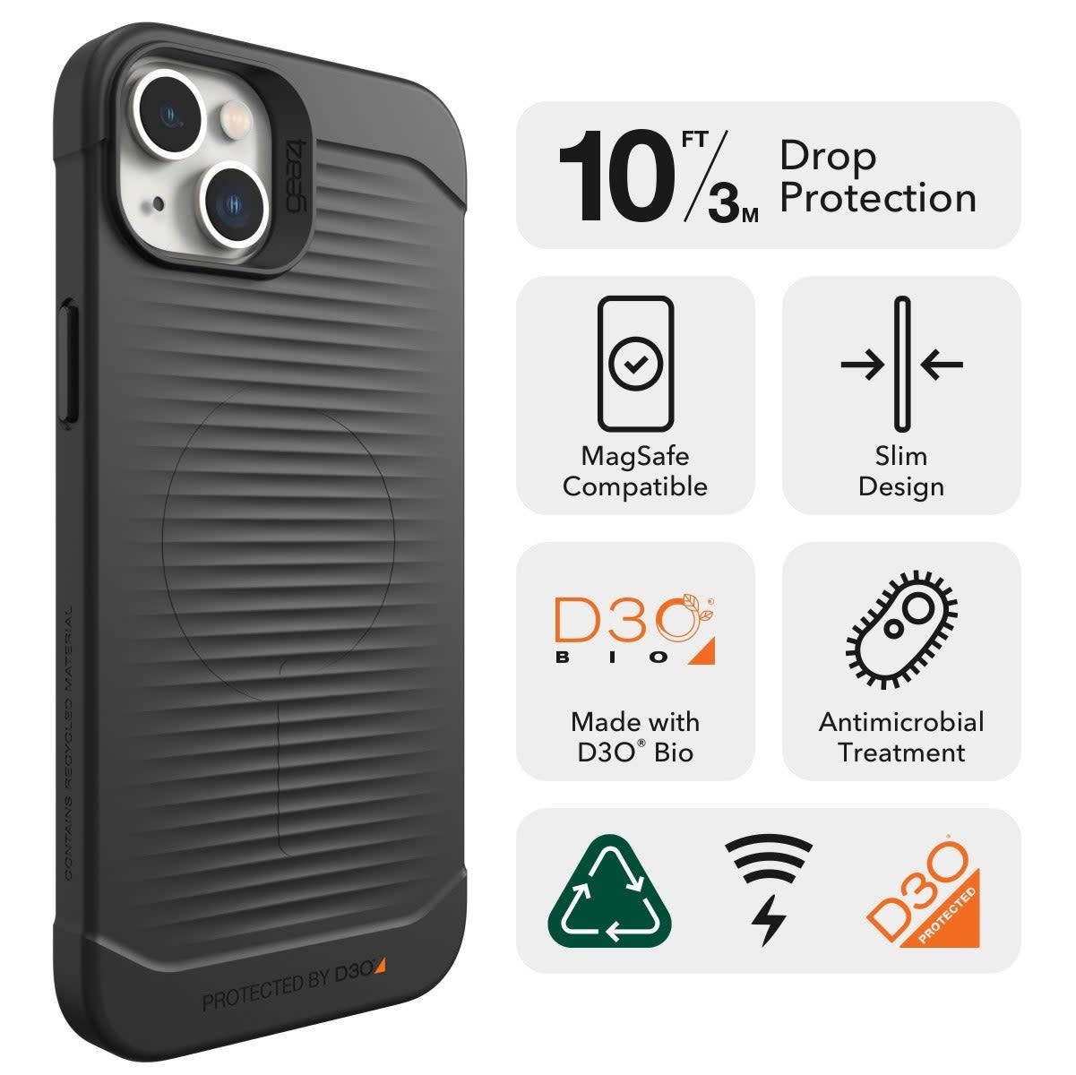 Gear4 Havana D3O Case for iPhone 14 Pro Max - Black
