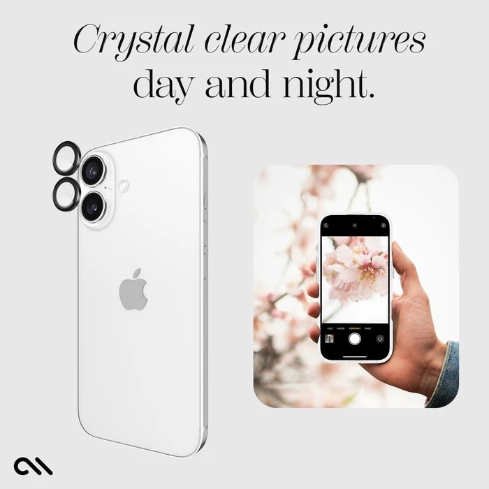 Case-Mate Rear Aluminum Ring Lens Protector for iPhone 16/16 Plus ONLY - Black