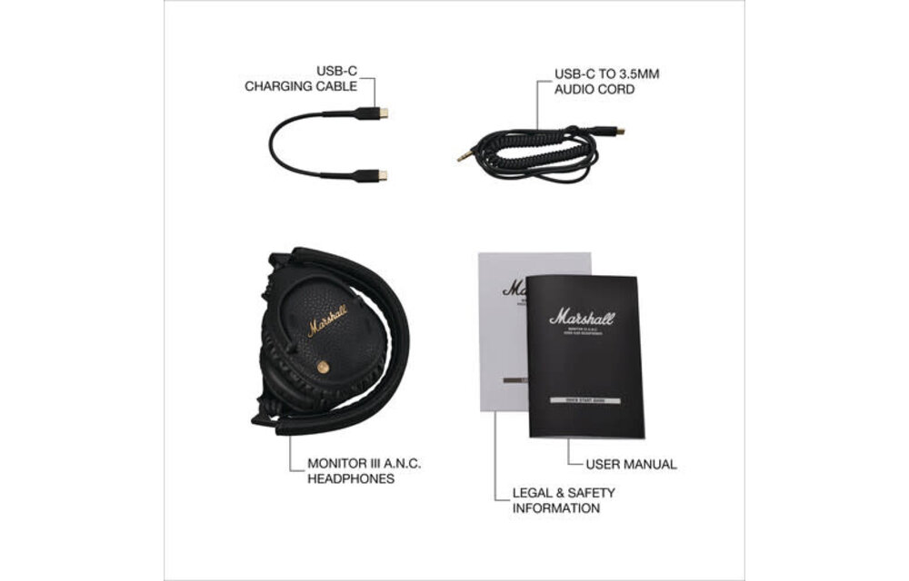 Marshall Monitor III ANC Over Ear Bluetooth Headphones - Black