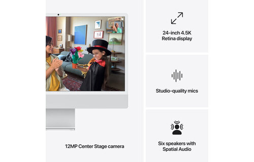 Apple 24" iMac, Silver, 4.5K (4480 x 2520) Display,  M4 (10-Core CPU, 10-Core GPU), 16GB, 512GB, macOS (late 2024)