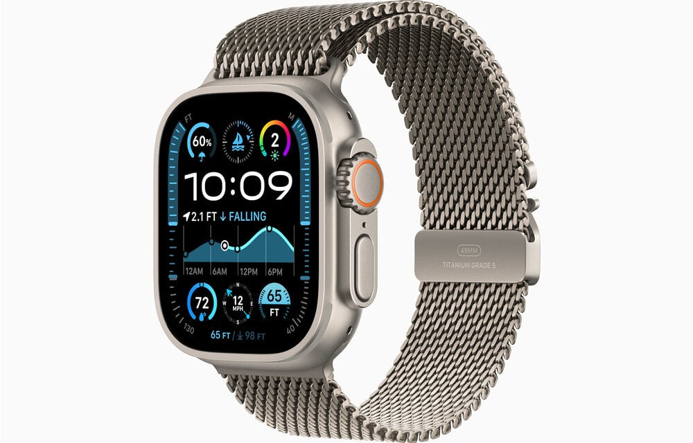 Apple FTZ Watch Ultra 2 (GPS + Cellular, 49mm Natural Titanium Case with Natural Titanium Milanese Loop Large) (Band fits  180-210mm wrists) WSL