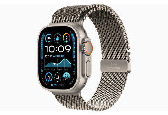 Apple FTZ Watch Ultra 2 (GPS + Cellular, 49mm Natural Titanium Case with Natural Titanium Milanese Loop Large) (Band fits 180-210mm wrists) WSL