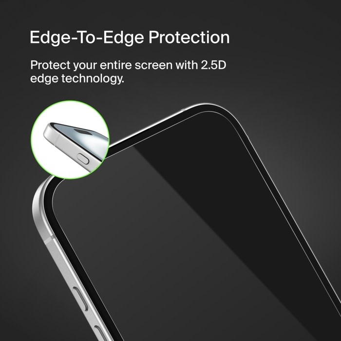 Belkin ScreenForce Tempered Glass Treated Screen Protector for iPhone 16/15/14 Pro