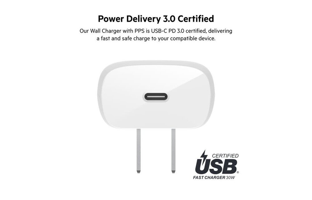 Belkin BOOST↑ CHARGE 30w USB-C PD 3.0 PPS Wall Charger w/ USB-C to USB-C Cable