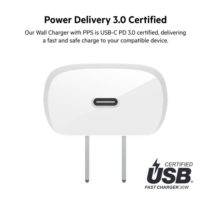Belkin BOOST↑ CHARGE 30w USB-C PD 3.0 PPS Wall Charger w/ USB-C to USB-C Cable