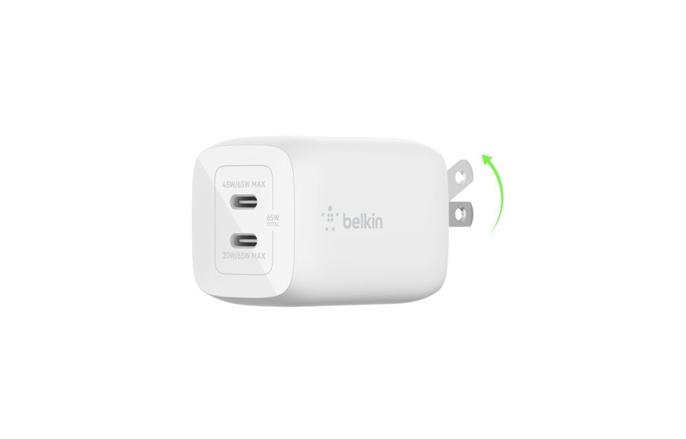 Belkin BOOST↑ CHARGE 65w USB-C Dual Port PD GaN  Wall Charger