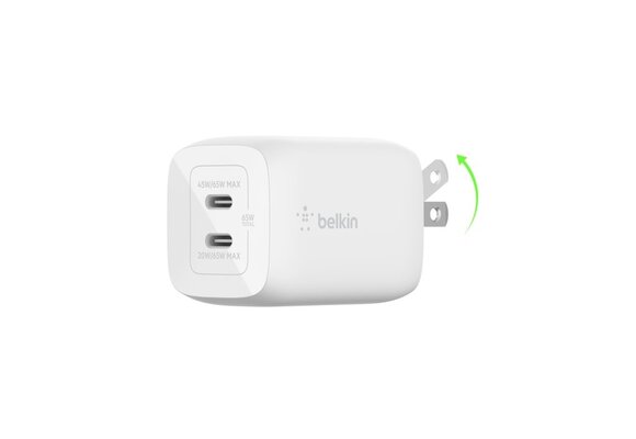 Belkin BOOST↑ CHARGE 65w USB-C Dual Port PD GaN  Wall Charger