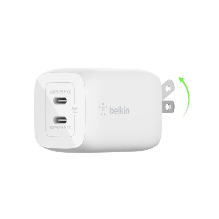 Belkin BOOST↑ CHARGE 65w USB-C Dual Port PD GaN  Wall Charger