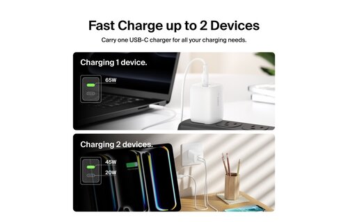 Belkin BOOST↑ CHARGE 65w USB-C Dual Port PD GaN  Wall Charger