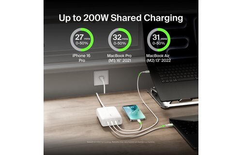 Belkin BOOST↑ CHARGE Pro 200w 4 Port USB-C GaN Wall Charger White