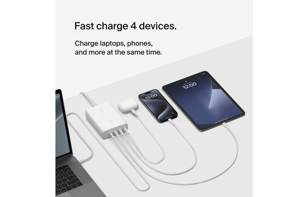Belkin BOOST↑ CHARGE Pro 200w 4 Port USB-C GaN Wall Charger White