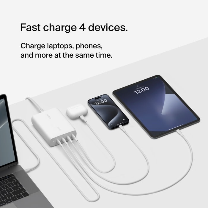 Belkin BOOST↑ CHARGE Pro 200w 4 Port USB-C GaN Wall Charger White
