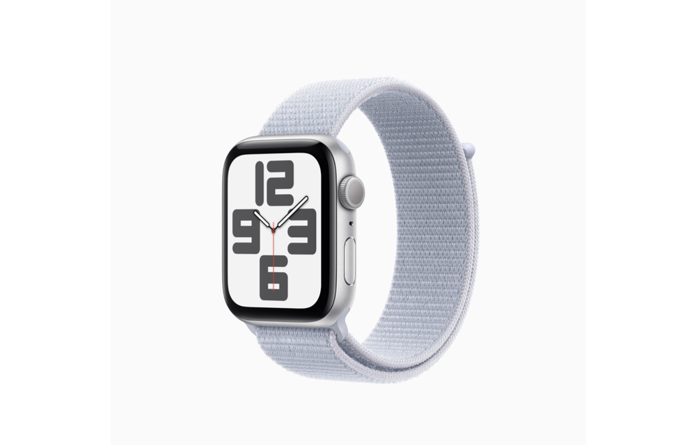 Apple FTZ Watch SE 2nd gen (GPS, 44mm, Silver Aluminum Case, Blue Cloud Sport Loop) (Band fits 145-220mm wrists) WSL
