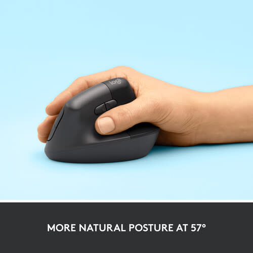 Logitech Lift Vertical Ergonomic Wireless Mouse - Graphite