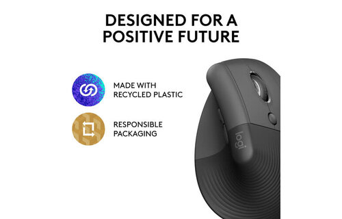 Logitech Lift Vertical Ergonomic Wireless Mouse - Graphite