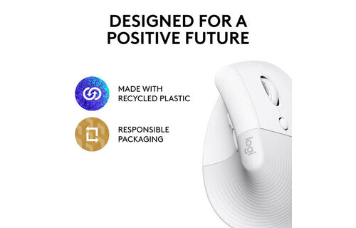 Logitech Lift Vertical Ergonomic Wireless Mouse - Off White