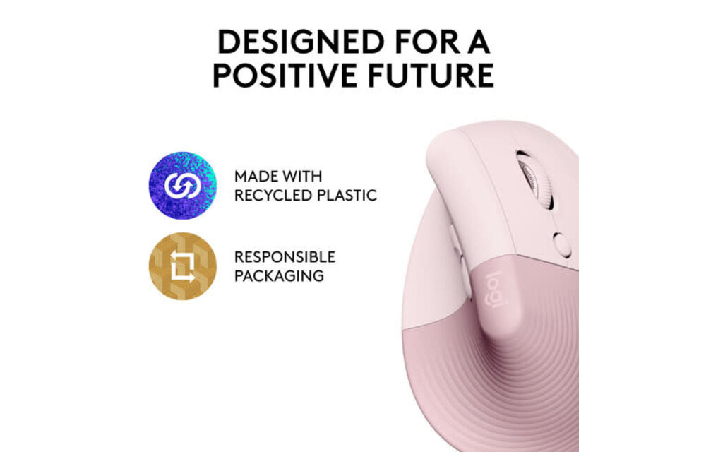 Logitech Lift Vertical Ergonomic Wireless Mouse - Rose