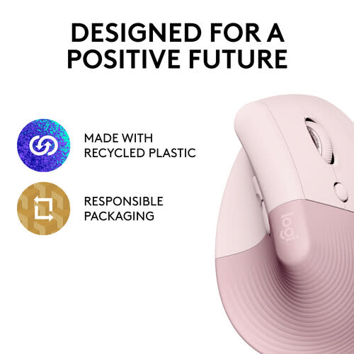 Logitech Lift Vertical Ergonomic Wireless Mouse - Rose