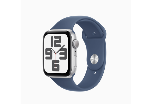 Apple FTZ Watch SE 2nd gen (GPS, 44mm, Silver Aluminum Case, Denim Sport Band - M/L) (fits 150-200mm wrists) WSL