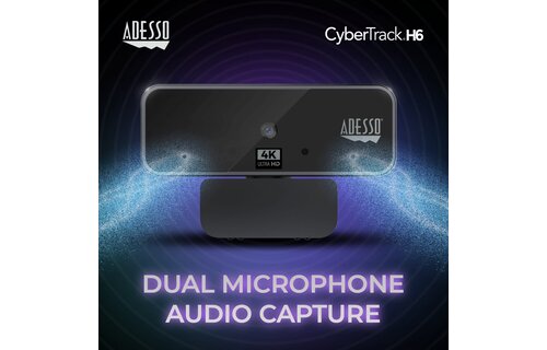 Adesso CyberTrack H6 4K Ultra HD USB Webcam with Built-In Stereo Microphone and Privacy Shutter
