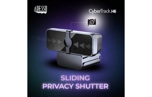 Adesso CyberTrack H6 4K Ultra HD USB Webcam with Built-In Stereo Microphone and Privacy Shutter