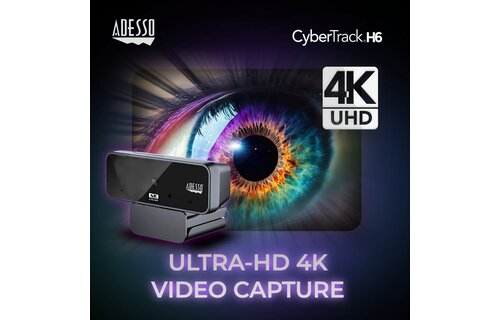 Adesso CyberTrack H6 4K Ultra HD USB Webcam with Built-In Stereo Microphone and Privacy Shutter