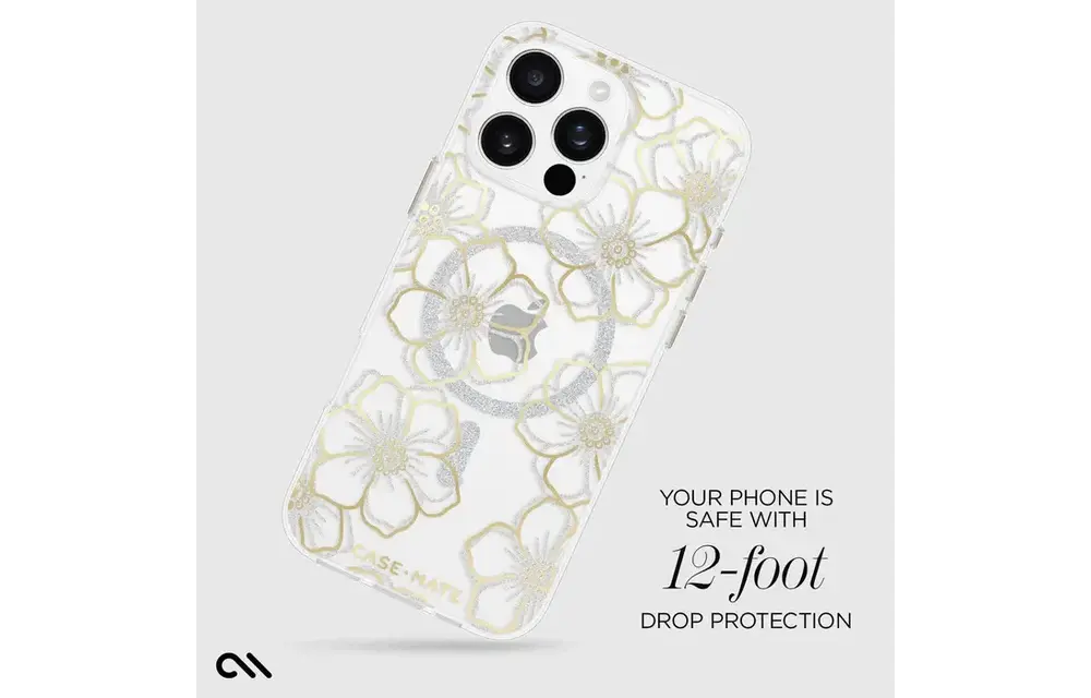 Case-Mate Floral Gems Case with MagSafe for 16 Pro Max - Gold