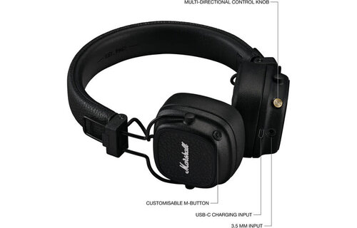 Marshall Major V On Ear Bluetooth Headphones Black