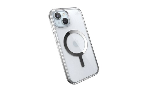 Speck Presidio Perfect Clear Case with MagSafe for iPhone 16e/15/14/13 - Clear/Chrome