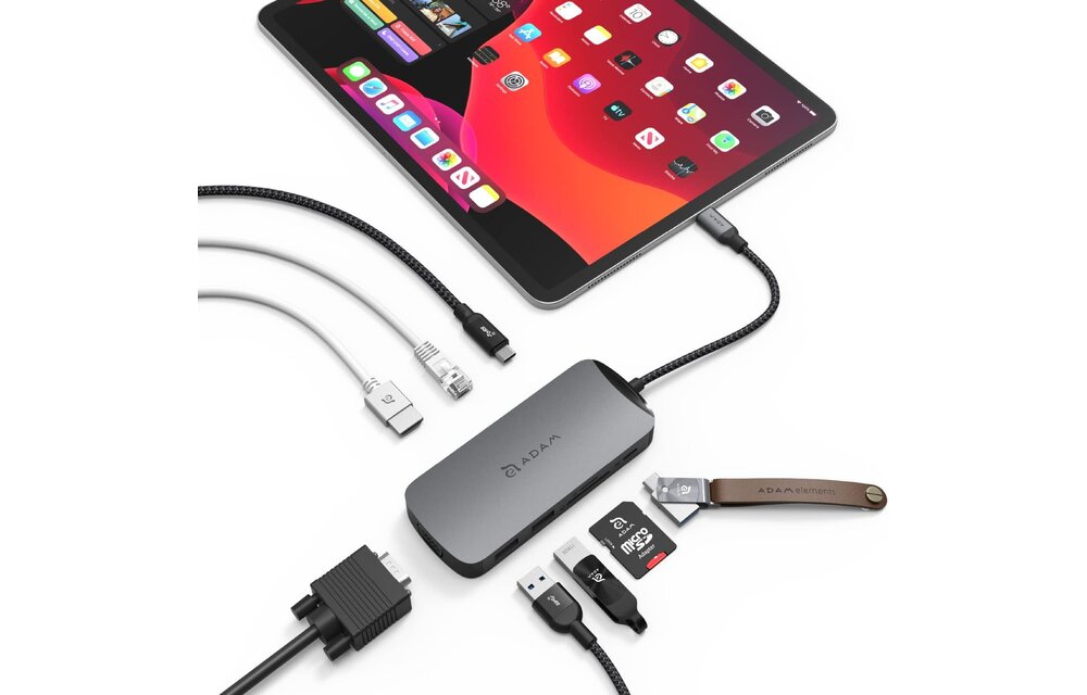 Adam Elements CASA Hub X 10-in-1 USB-C Hub - Ethernet, HDMI, USB3, USB-A 3.1 x 2, VGA, SD/Micro SD Reader