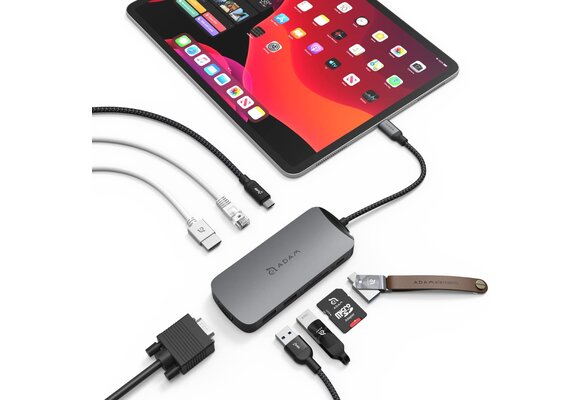 Adam Elements CASA Hub X 10-in-1 USB-C Hub - Ethernet, HDMI, USB3, USB-A 3.1 x 2, VGA, SD/Micro SD Reader