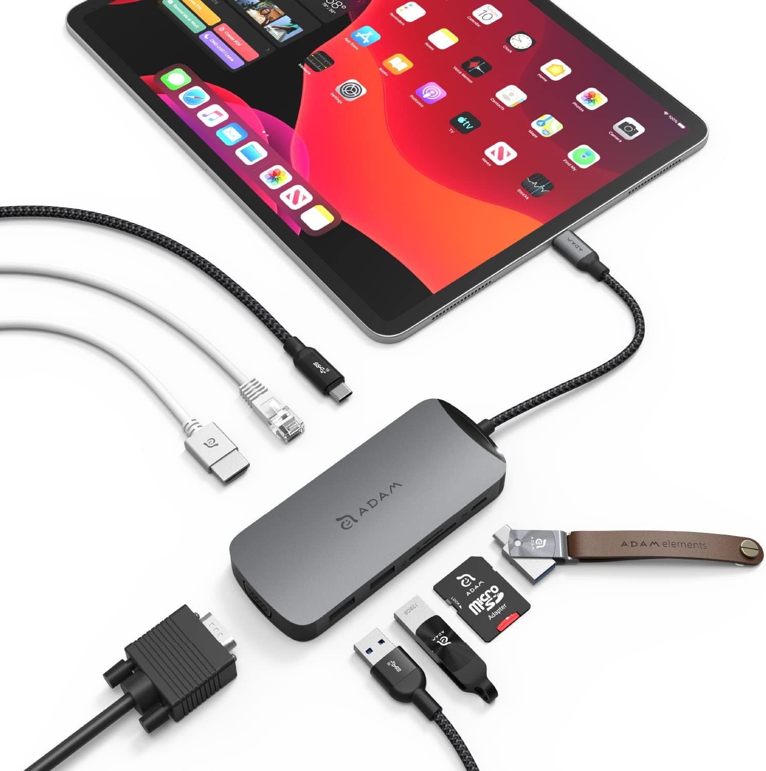 Adam Elements CASA Hub X 10-in-1 USB-C Hub - Ethernet, HDMI, USB3, USB-A 3.1 x 2, VGA, SD/Micro SD Reader