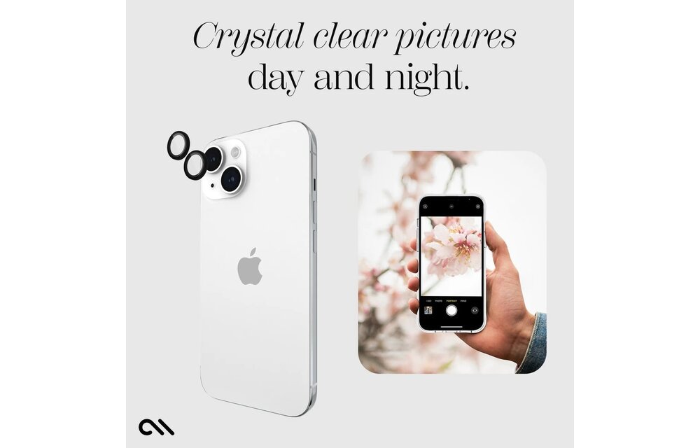 Case-Mate Rear Aluminum Ring Lens Protector for iPhone 15/15 Plus ONLY - Black