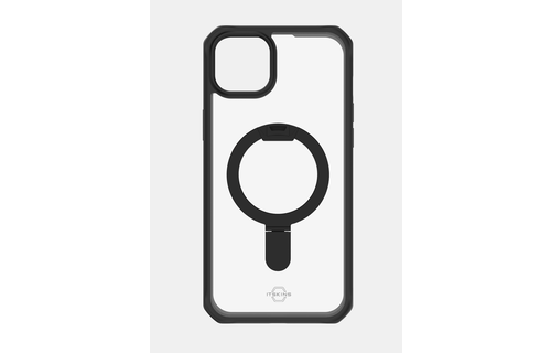ItSkins Hybrid R Stand Case with MagSafe for iPhone 15 - Black/Transparent