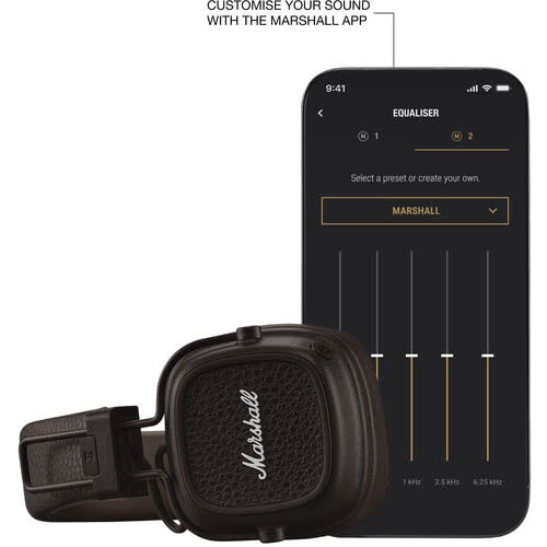 Marshall Major V On Ear Bluetooth Headphones Brown
