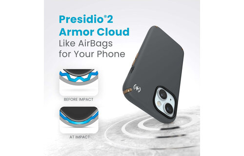 Speck Presidio2 Pro Case with Magsafe for iPhone 16e/15/14 13 - Charcoal Gray/Cool Bronze