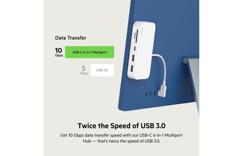 Belkin Connect USB-C 6-in-1 Multiport Hub with Mount w/ 2 x USB-A, 1 USB-C, 1 x MicroSD, 1 x Gigabit Ethernet