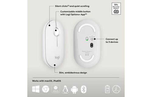 Logitech Pebble Wireless Mouse 2 M350s - Tonal White