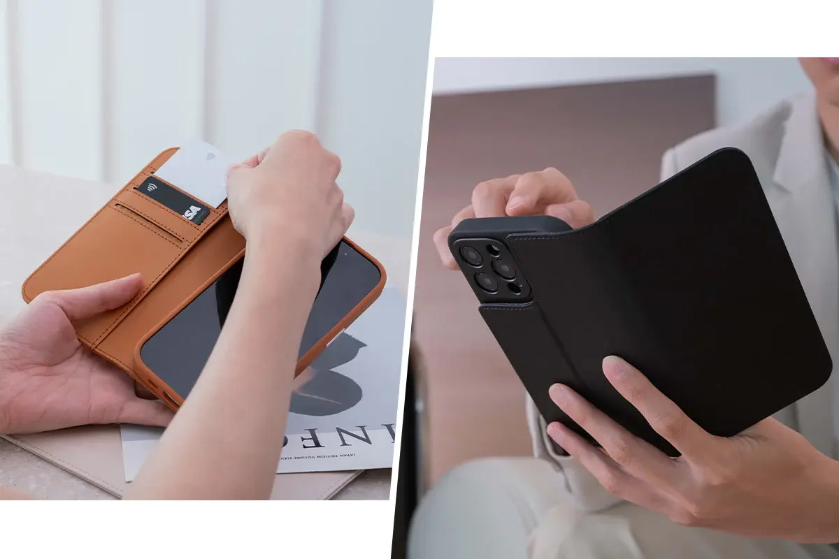 Moshi Overture Case /W DETACHABLE MAGNETIC WALLET for iPhone 16 Pro - Charcoal Black