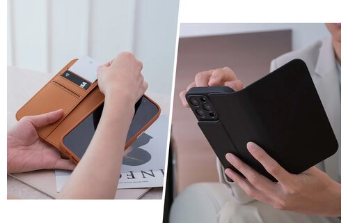 Moshi Overture Case /W DETACHABLE MAGNETIC WALLET for iPhone 16 Pro Max - Charcoal Black