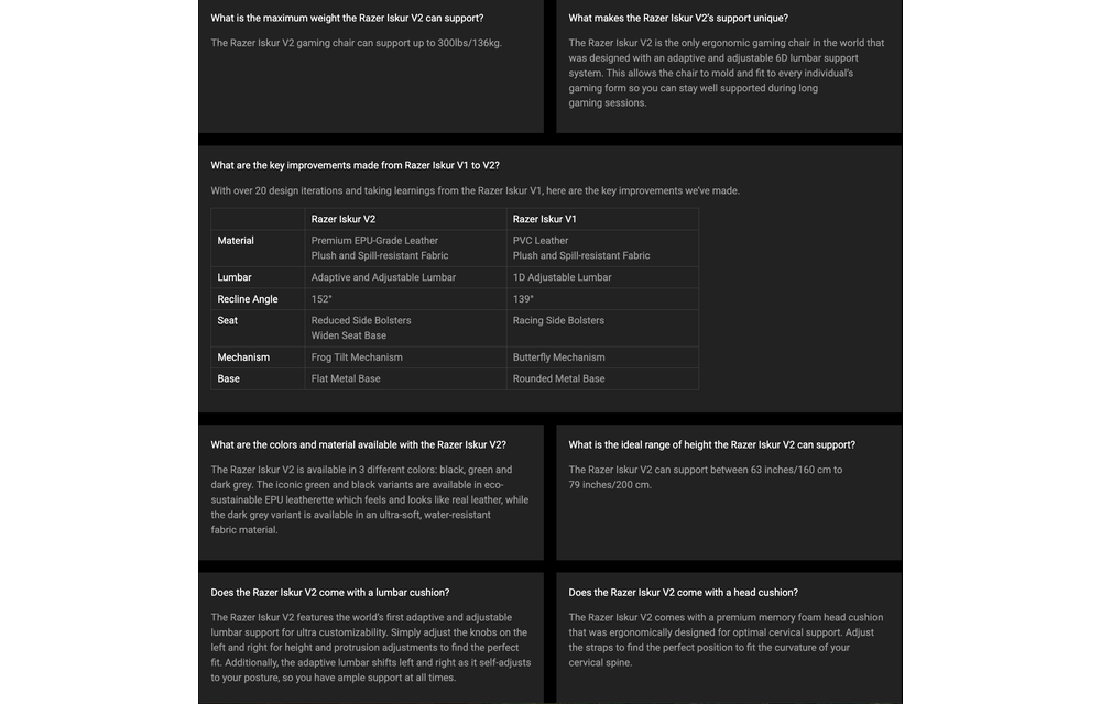 Razer Iskur V2 Gaming Chair with Adaptive Lumbar Support Synthetic Leather/Black (assembly required)