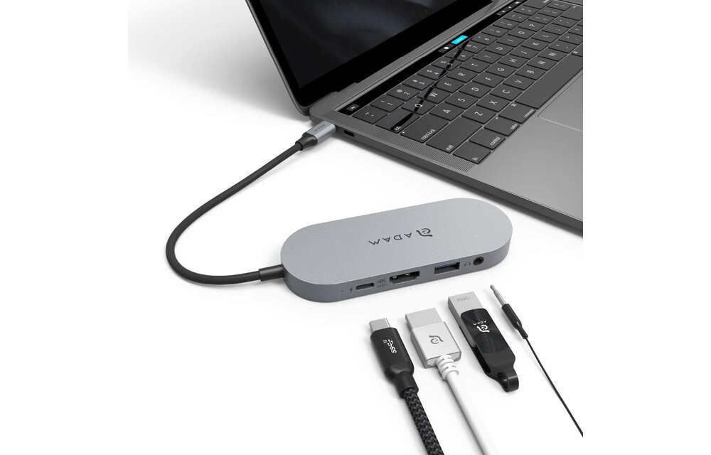 Adam Elements CASA HUB 5-in-1 USB-C 3.1 SSD Hub 240GB w/ built in 1TB storage- Grey