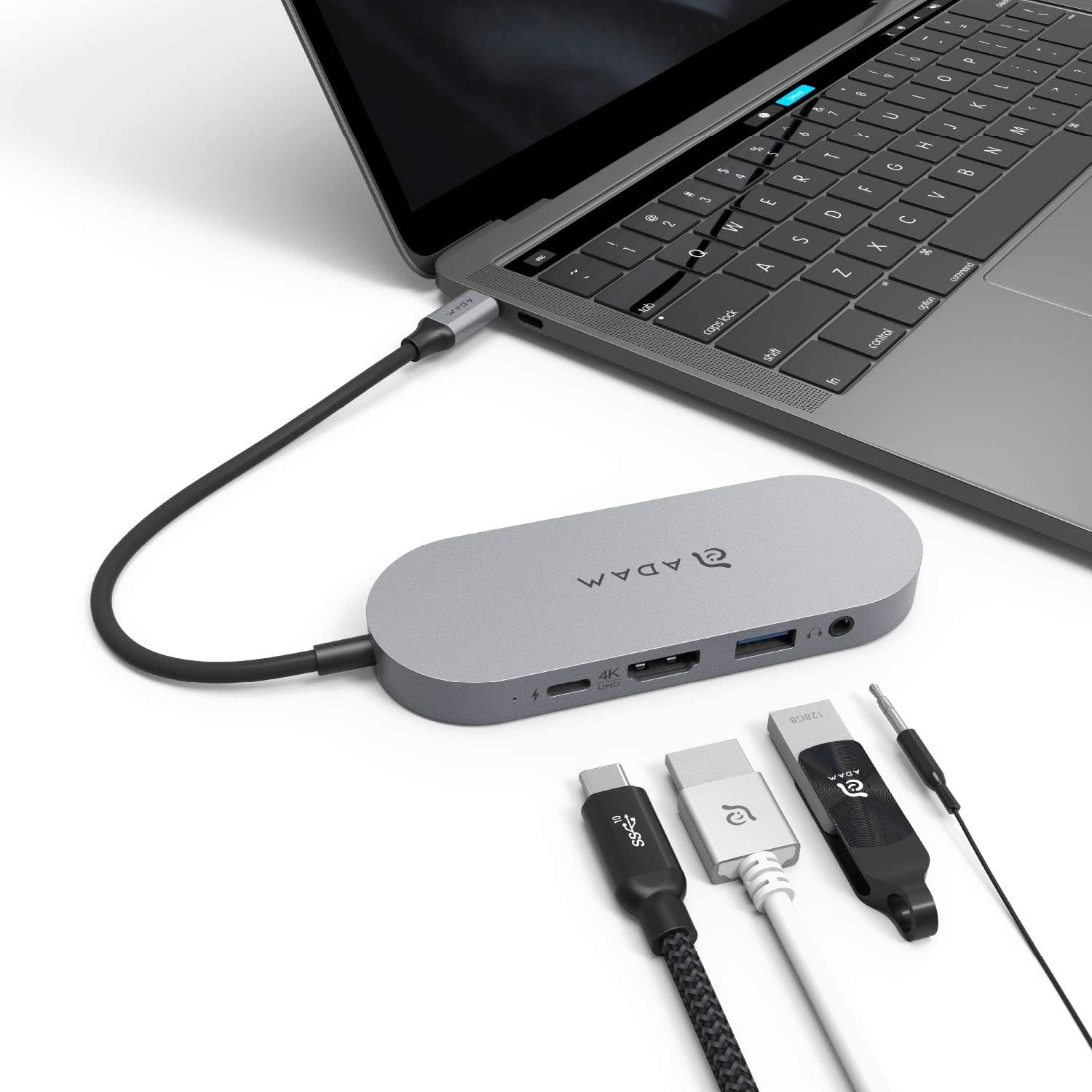 Adam Elements CASA HUB 5-in-1 USB-C 3.1 SSD Hub 240GB w/ built in 1TB storage- Grey