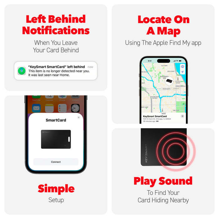 KeySmart SmartCard Black w/ Apple Find My