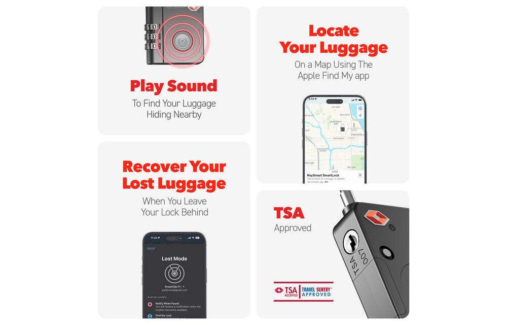 KeySmart SmartLock Tracking Device with Apple Find My - Black