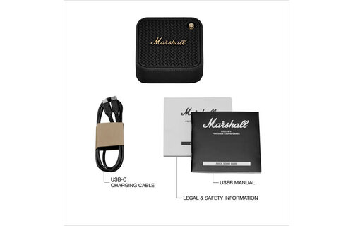 Marshall Willen II Bluetooth Speaker 120v US Adapter - Black & Brass